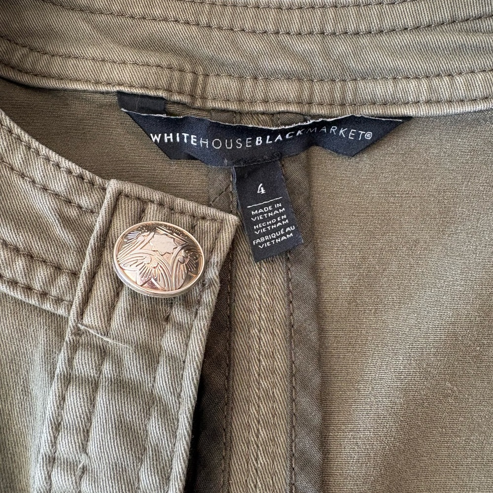 White House Black Market Olive Jacket with Gold Accents 4 - Picture 7 of 10